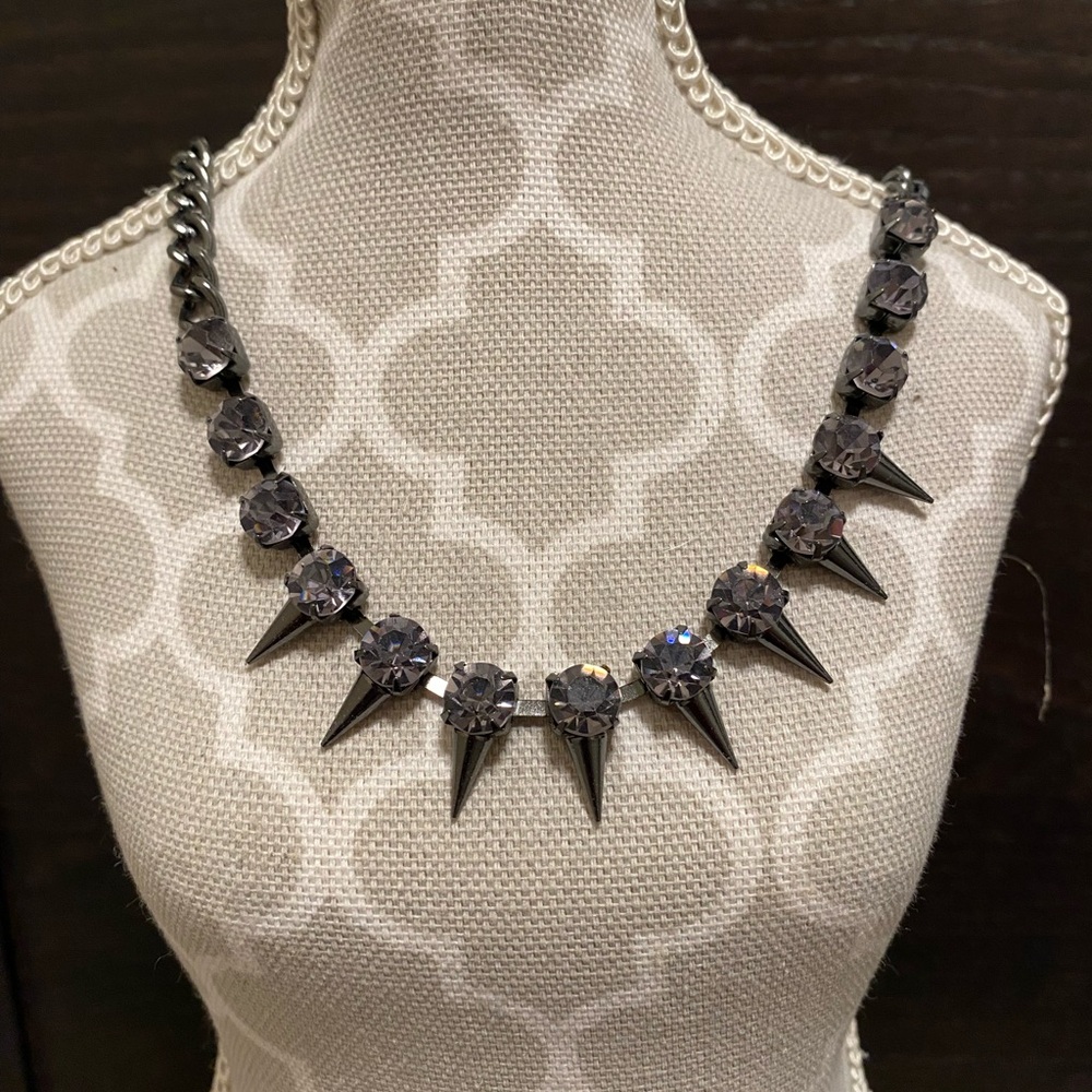 Elegant Black and Silver Spike Necklace